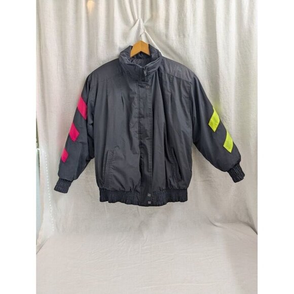 Be in the Current Seen Men's Medium vintage ski jacket, black and neon, zip up - Picture 1 of 15